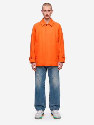 SOPHNET. Cappotto corto in melton di lana arancione arancione