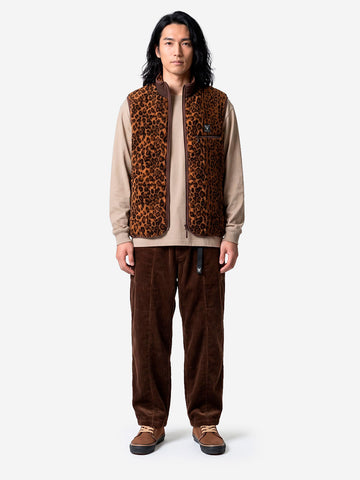 SOUTH2 WEST8 Gilet piping leopardato Khaki Maculato