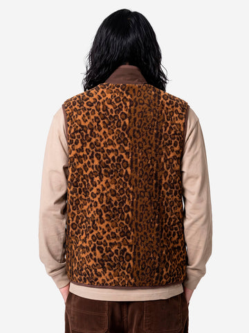 SOUTH2 WEST8 Gilet piping leopardato Khaki Maculato