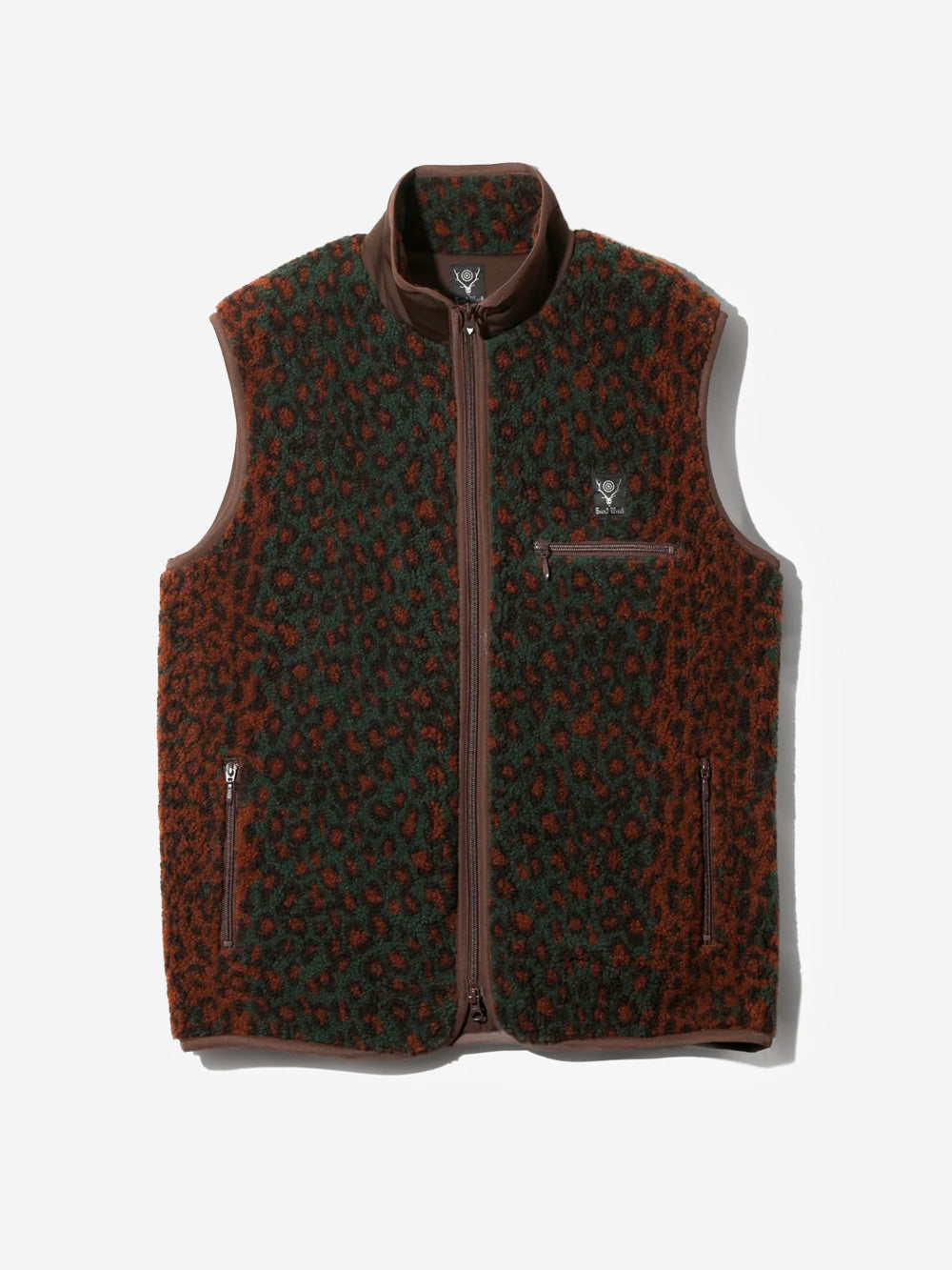 SOUTH2 WEST8 Gilet piping leopardato Rosso Maculato Urbanstaroma