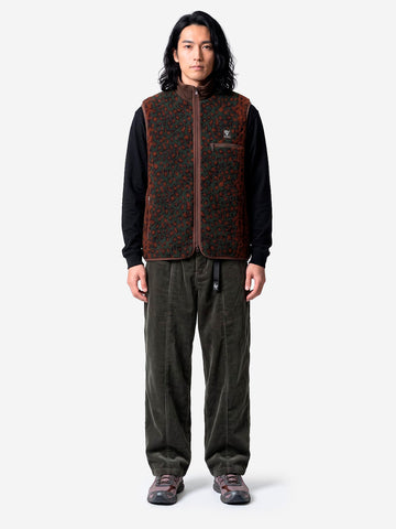 SOUTH2 WEST8 Gilet piping leopardato Rosso Maculato