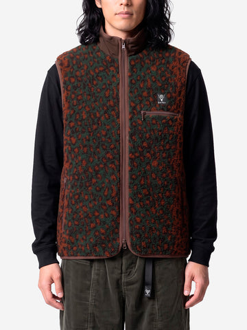 SOUTH2 WEST8 Gilet piping leopardato Rosso Maculato