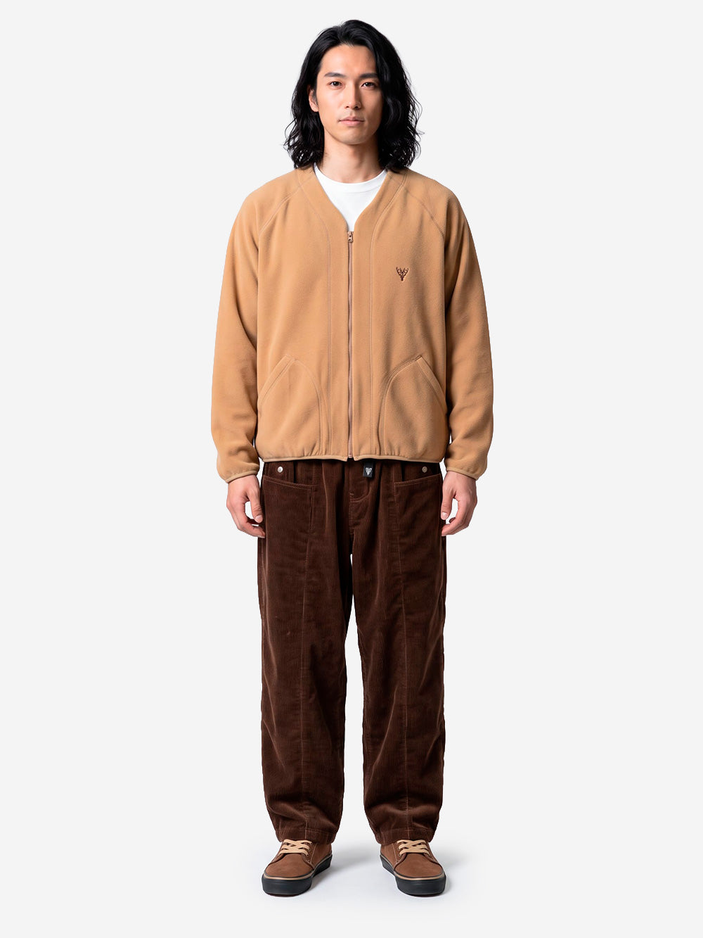 SOUTH2 WEST8 Cardigan con zip in pile beige Beige Urbanstaroma