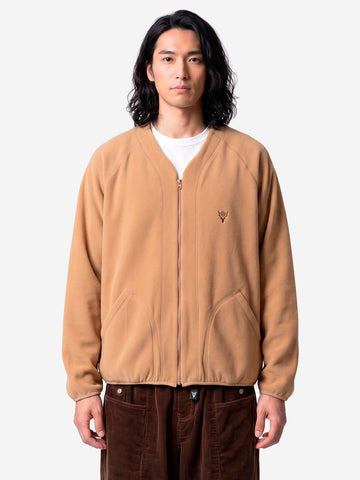 SOUTH2 WEST8 Cardigan con zip in pile beige Beige