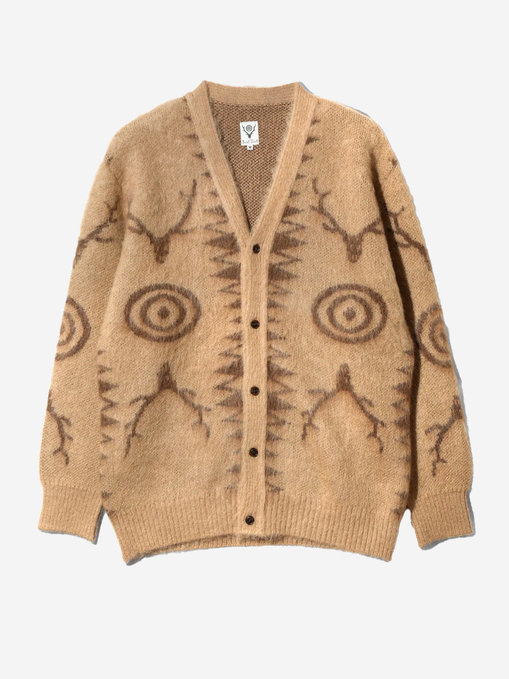 SOUTH2 WEST8 Cardigan Skull &Target beige in misto mohair Beige Urbanstaroma