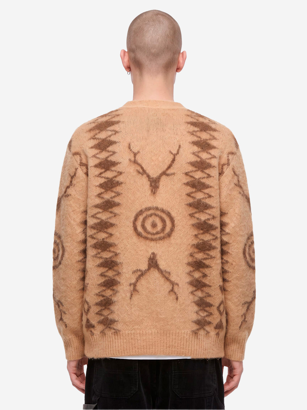 SOUTH2 WEST8 Cardigan Skull &Target beige in misto mohair Beige Urbanstaroma