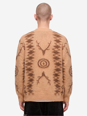 SOUTH2 WEST8 Cardigan Skull &Target beige in misto mohair Beige