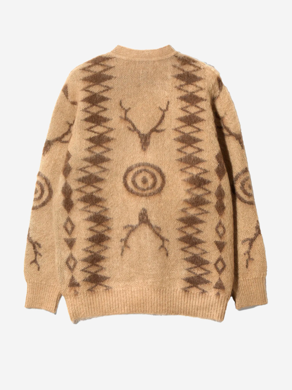 SOUTH2 WEST8 Cardigan Skull &Target beige in misto mohair Beige Urbanstaroma