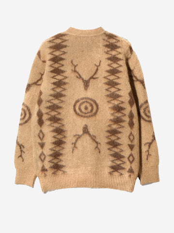 SOUTH2 WEST8 Cardigan Skull &Target beige in misto mohair Beige