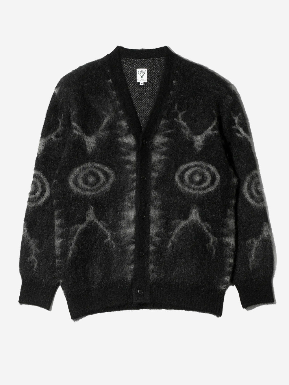 SOUTH2 WEST8 Cardigan Skull &Target nero in misto mohair Nero Urbanstaroma