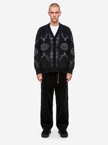 SOUTH2 WEST8 Cardigan Skull &Target nero in misto mohair Nero