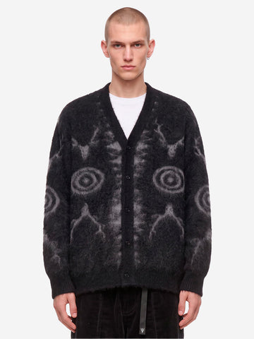 SOUTH2 WEST8 Cardigan Skull &Target nero in misto mohair Nero