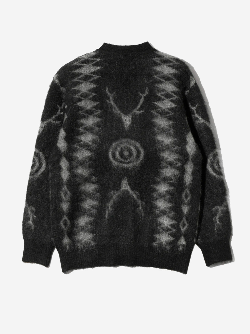 SOUTH2 WEST8 Cardigan Skull &Target nero in misto mohair Nero Urbanstaroma