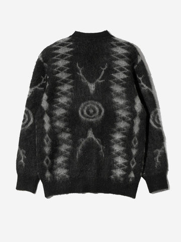 SOUTH2 WEST8 Cardigan Skull &Target nero in misto mohair Nero