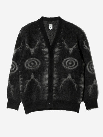 SOUTH2 WEST8 Cardigan Skull &Target nero in misto mohair Nero