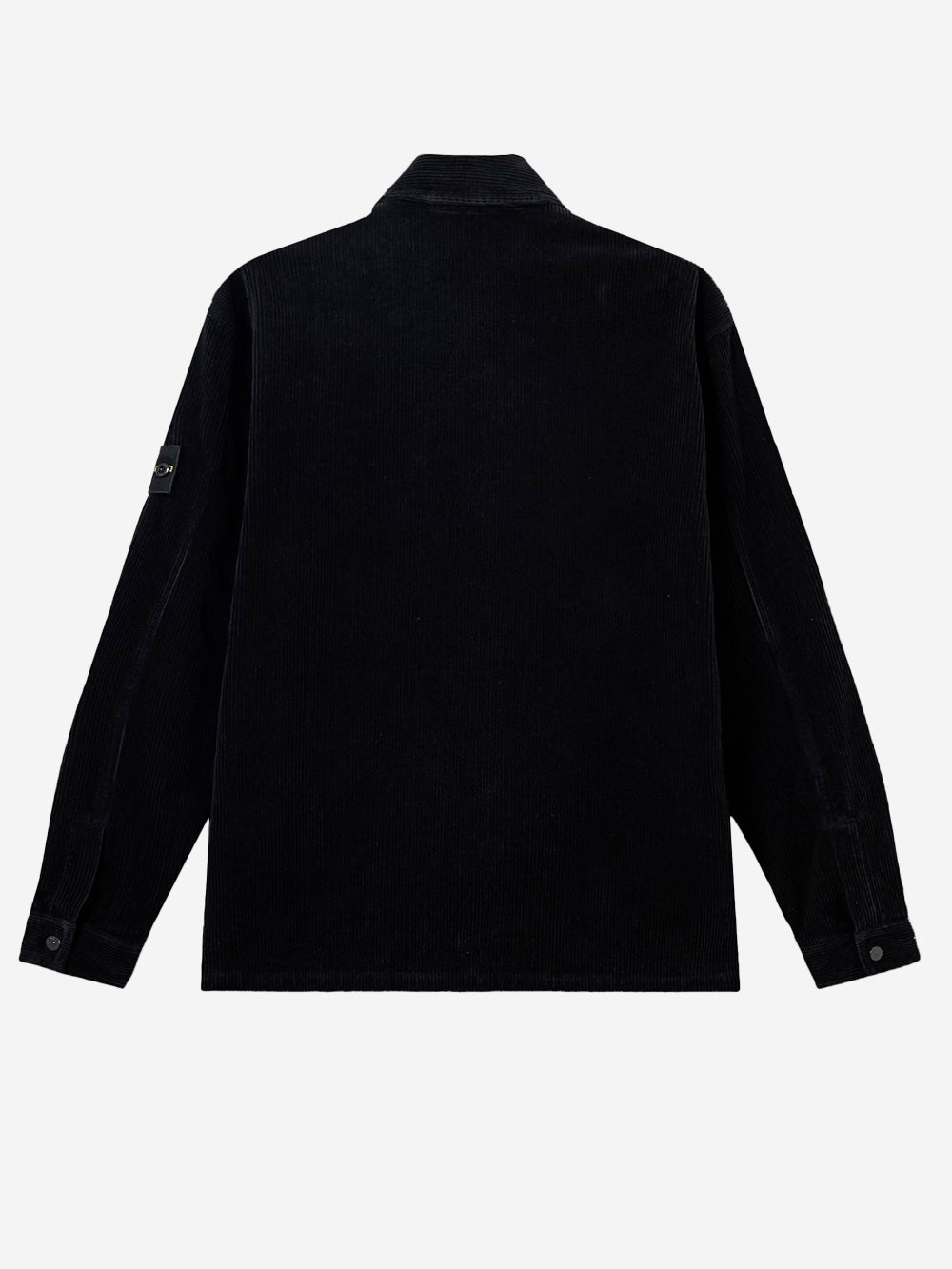 STONE ISLAND Overshirt nera in corduroy di cotone con tasca e badge Nero Urbanstaroma