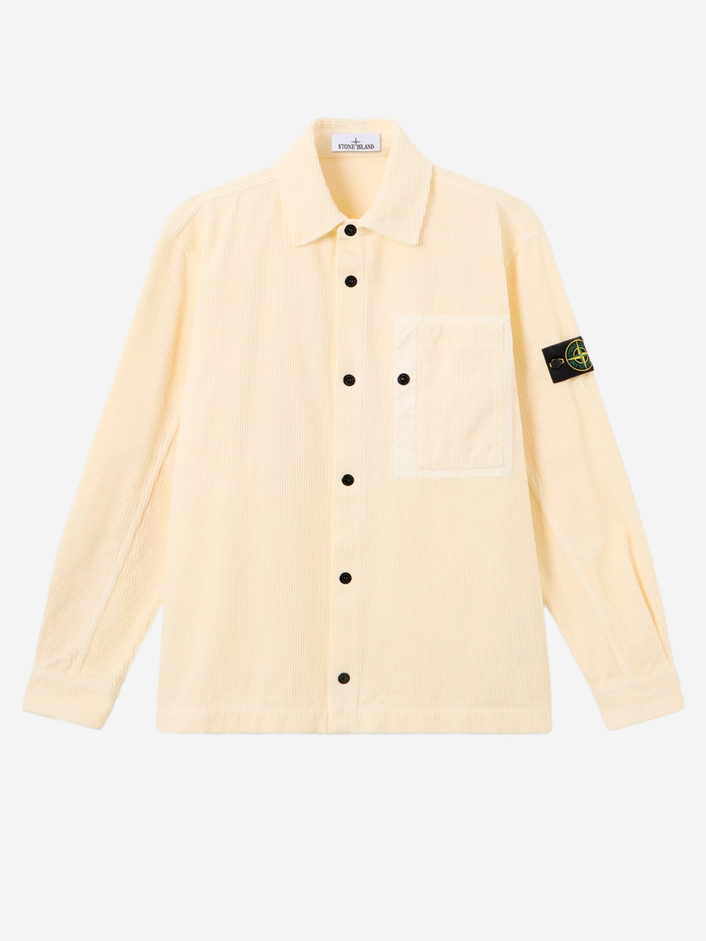 STONE ISLAND Overshirt avorio in corduroy di cotone con tasca e badge Panna Urbanstaroma