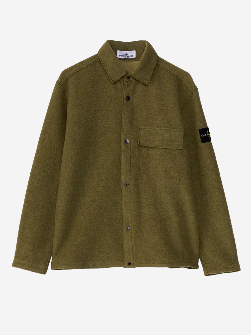 STONE ISLAND Overshirt verde in micro bouclé di lana e nylon Verde Urbanstaroma