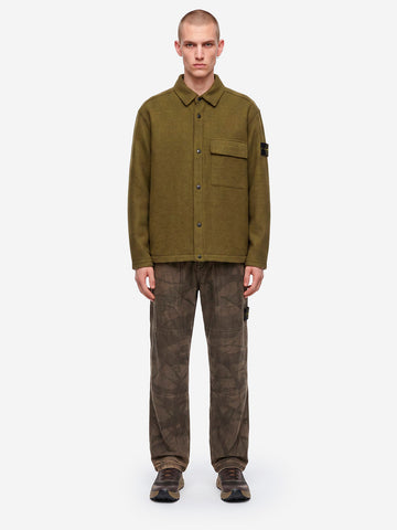 STONE ISLAND Overshirt verde in micro bouclé di lana e nylon Verde