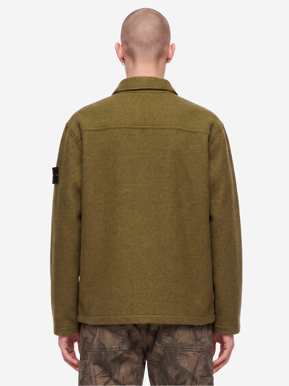 STONE ISLAND Overshirt verde in micro bouclé di lana e nylon Verde Urbanstaroma