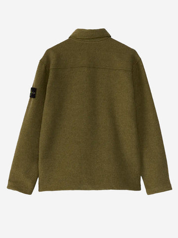 STONE ISLAND Overshirt verde in micro bouclé di lana e nylon Verde