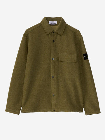 STONE ISLAND Overshirt verde in micro bouclé di lana e nylon Verde