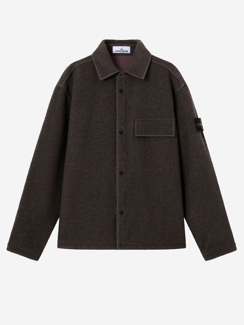 STONE ISLAND Overshirt grigia in micro bouclé di lana e nylon grigio Urbanstaroma