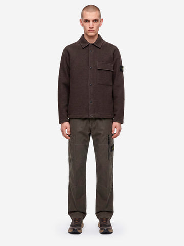 STONE ISLAND Overshirt grigia in micro bouclé di lana e nylon grigio