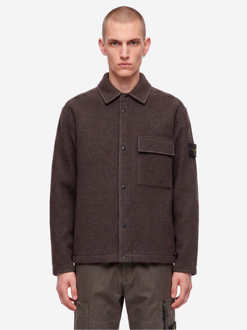 STONE ISLAND Overshirt grigia in micro bouclé di lana e nylon grigio