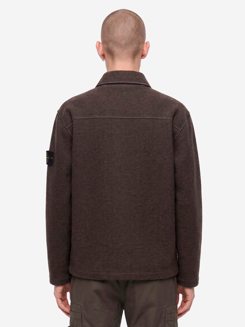 STONE ISLAND Overshirt grigia in micro bouclé di lana e nylon grigio Urbanstaroma