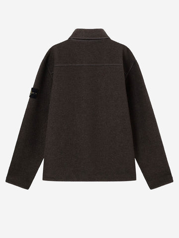 STONE ISLAND Overshirt grigia in micro bouclé di lana e nylon grigio