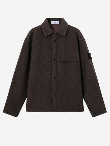 STONE ISLAND Overshirt grigia in micro bouclé di lana e nylon grigio