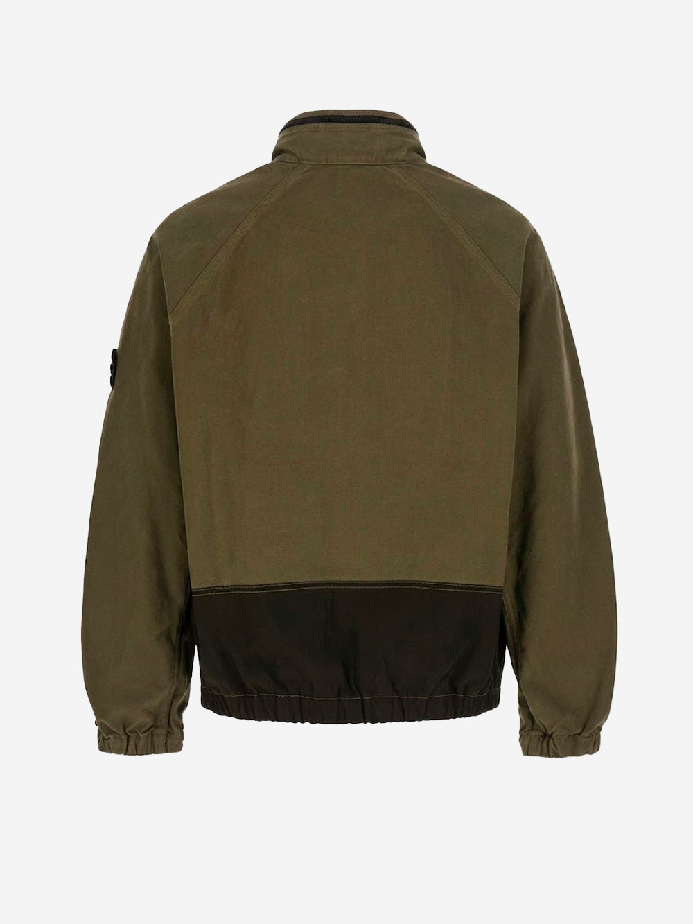 STONE ISLAND Giacca verde militare in cotone con inserti in nylon e logo patch Verde Urbanstaroma