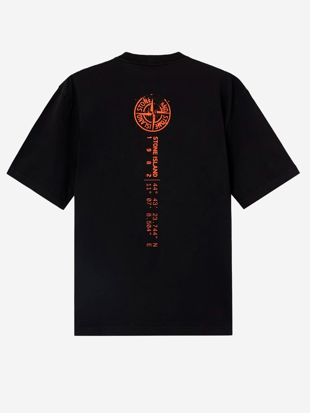 STONE ISLAND T-shirt nera con stampa 'Vertical Placement' Nero Urbanstaroma