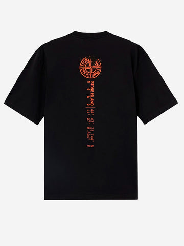 STONE ISLAND T-shirt nera con stampa 'Vertical Placement' Nero