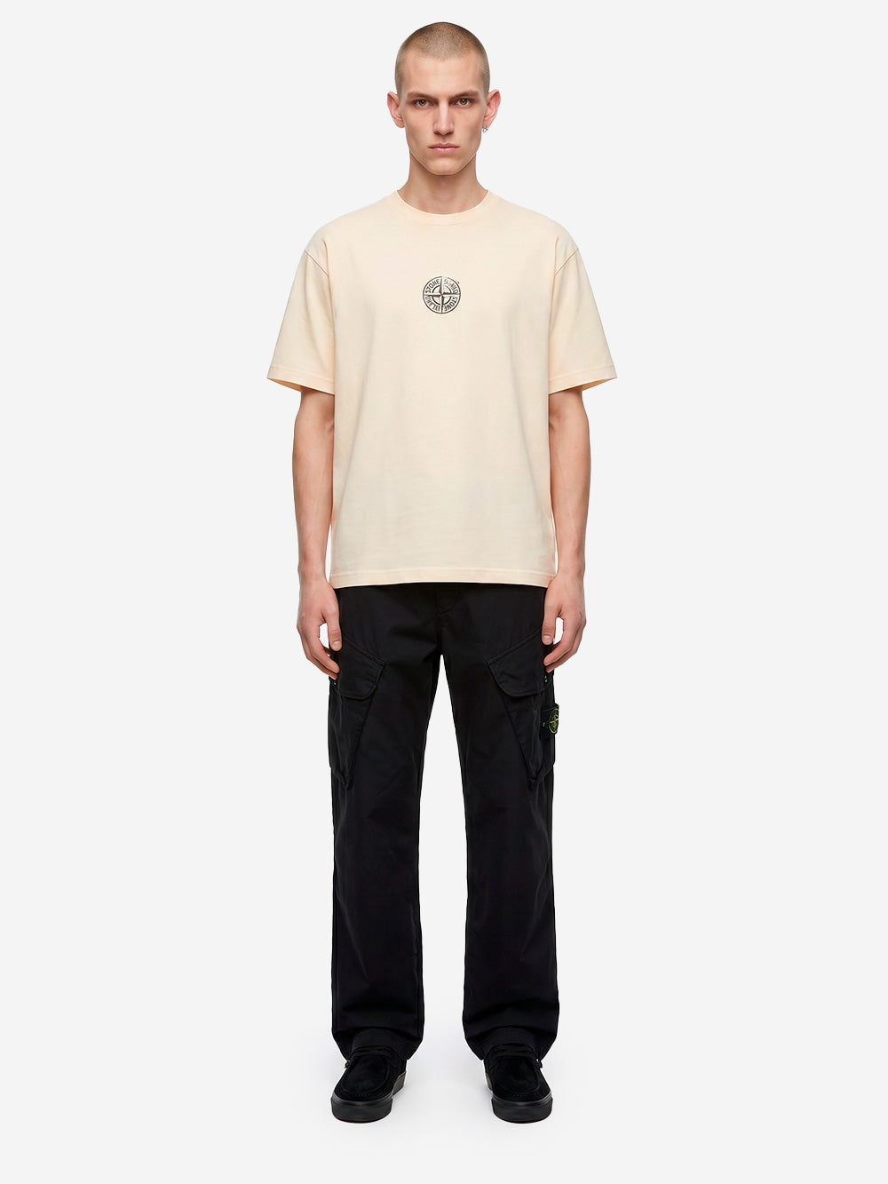 STONE ISLAND T-shirt avorio con stampa 'Vertical Placement' Panna Urbanstaroma