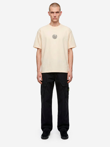 STONE ISLAND T-shirt avorio con stampa 'Vertical Placement' Panna