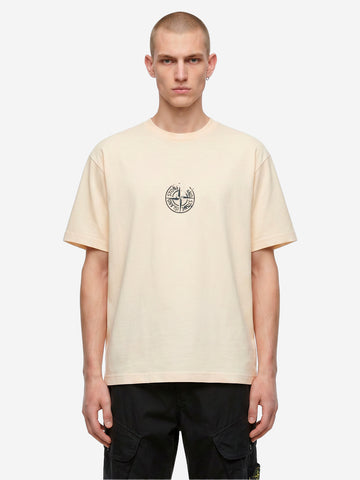 STONE ISLAND T-shirt avorio con stampa 'Vertical Placement' Panna