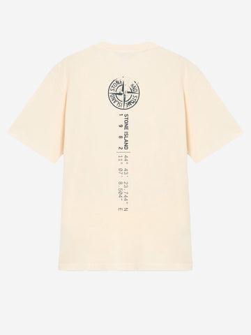 STONE ISLAND T-shirt avorio con stampa 'Vertical Placement' Panna