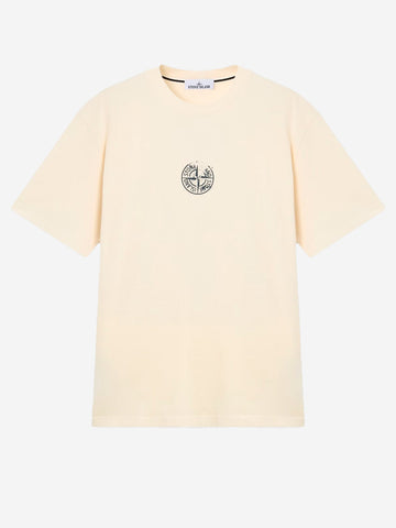 STONE ISLAND T-shirt avorio con stampa 'Vertical Placement' Panna