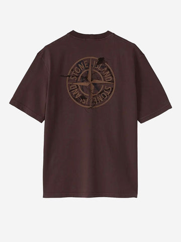 STONE ISLAND T-shirt in cotone vinaccia Vinaccia