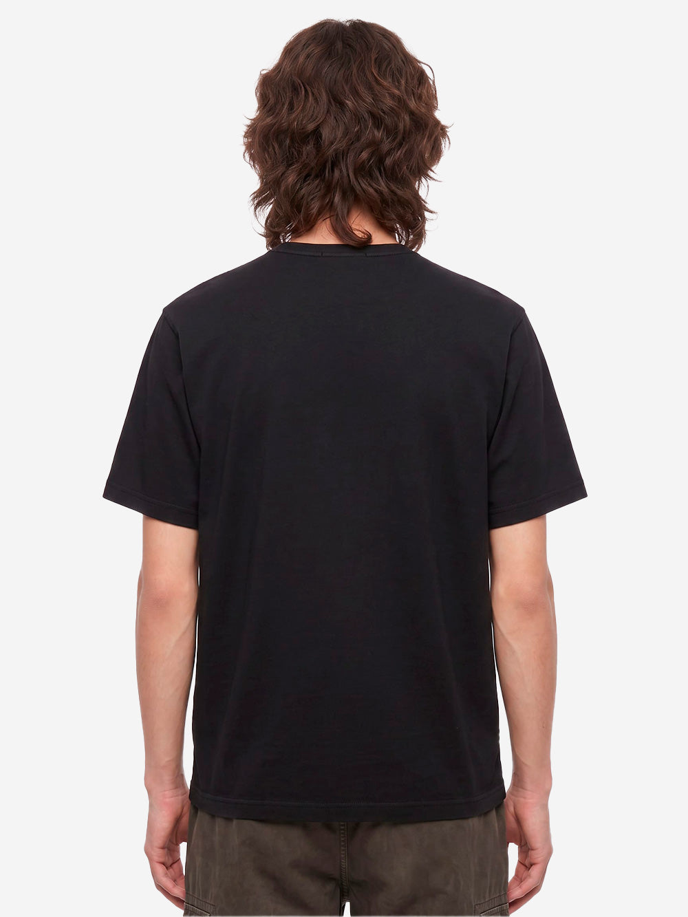 STONE ISLAND T-shirt nera con tasca a soffietto e patch Compass Nero Urbanstaroma