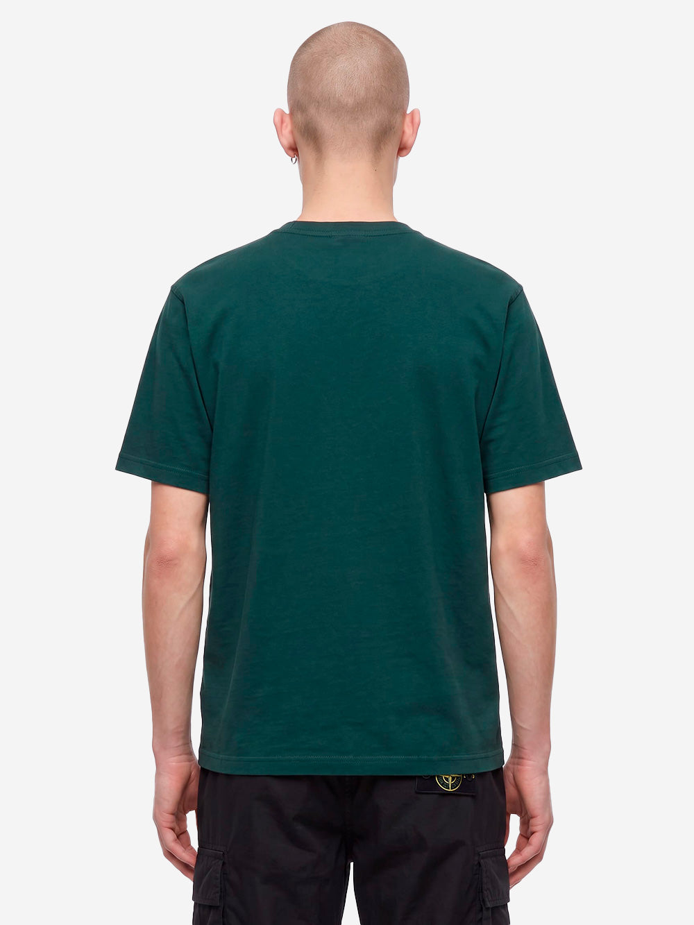 STONE ISLAND T-shirt verde scuro con tasca a soffietto e patch Compass Verde Urbanstaroma