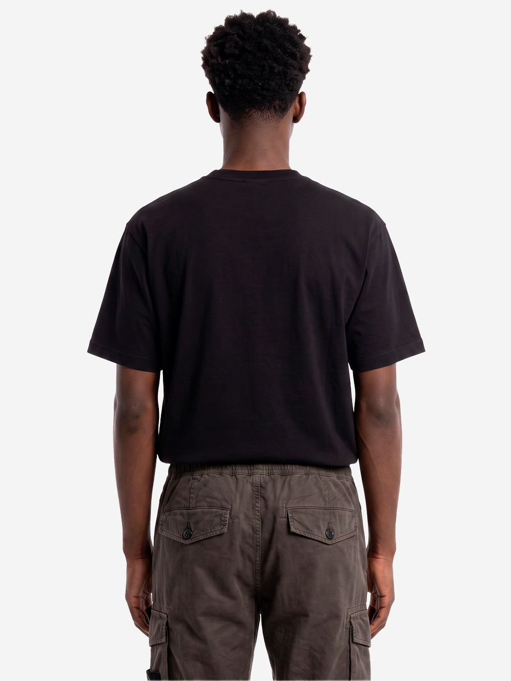 STONE ISLAND T-shirt nera in jersey con logo stampato sulla tasca Nero Urbanstaroma