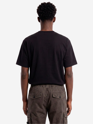 STONE ISLAND T-shirt nera in jersey con logo stampato sulla tasca Nero