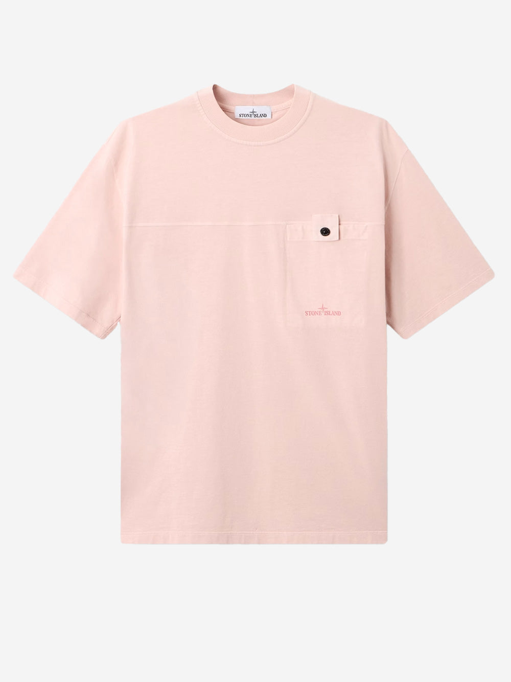 STONE ISLAND T-shirt in jersey rosa antico con logo stampato sulla tasca Rosa Urbanstaroma