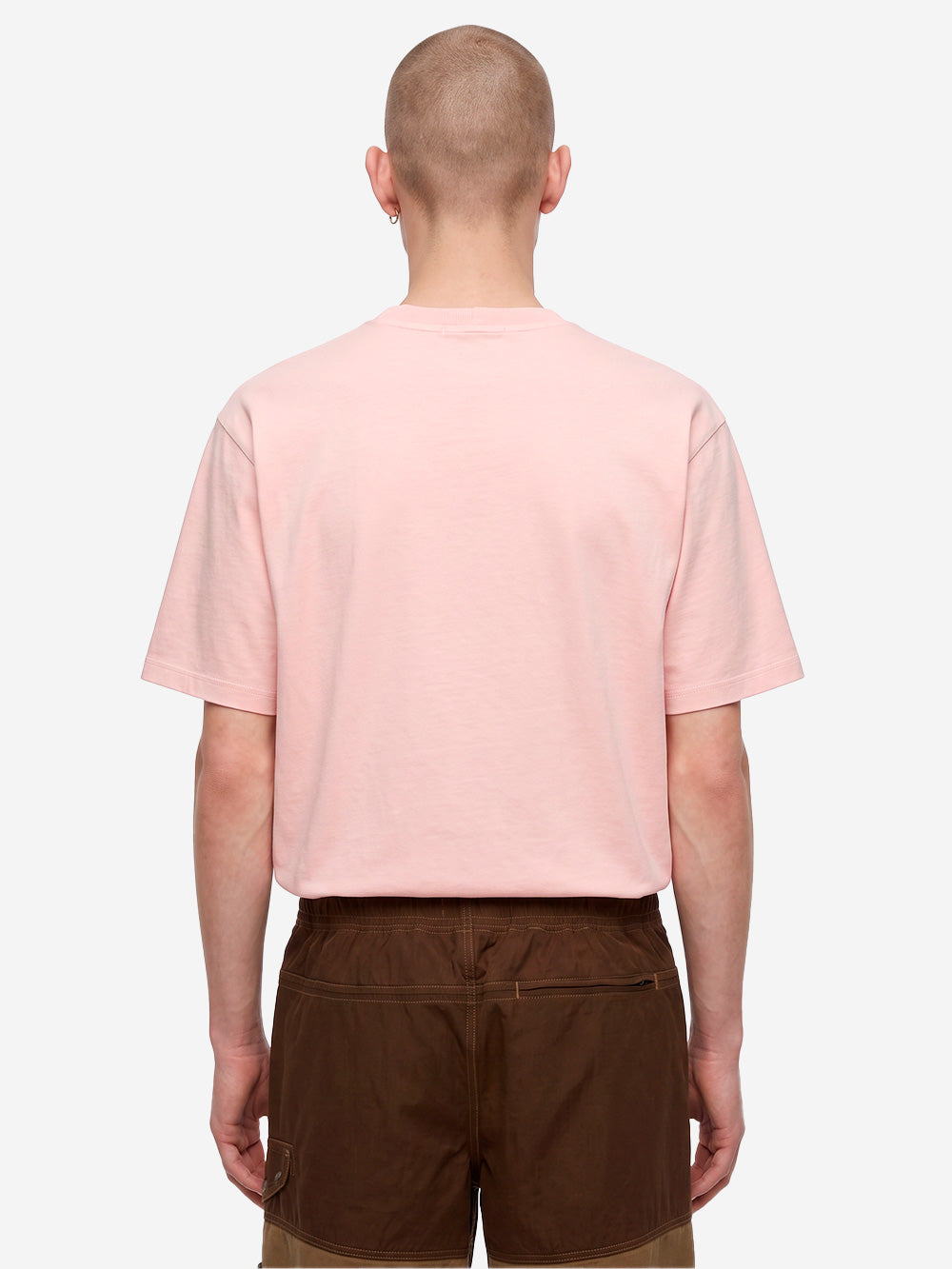 STONE ISLAND T-shirt in jersey rosa antico con logo stampato sulla tasca Rosa Urbanstaroma