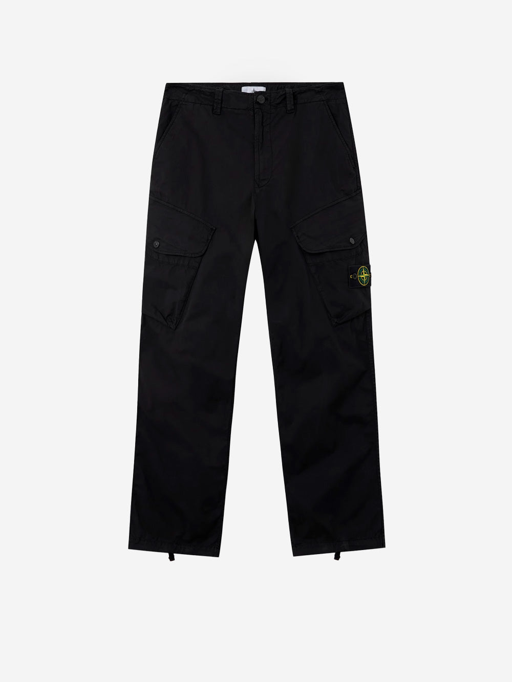 STONE ISLAND Pantalone cargo in twill stretch nero con badge Nero Urbanstaroma
