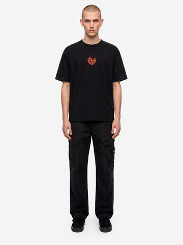 STONE ISLAND Pantalone cargo in twill stretch nero con badge Nero