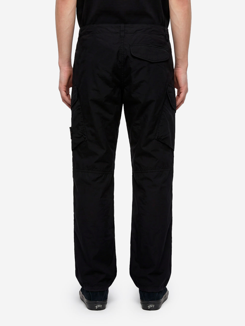 STONE ISLAND Pantalone cargo in twill stretch nero con badge Nero Urbanstaroma